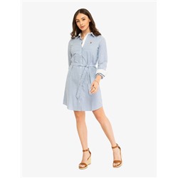 STRIPED MULTI-COLORED LOGO OXFORD DRESS