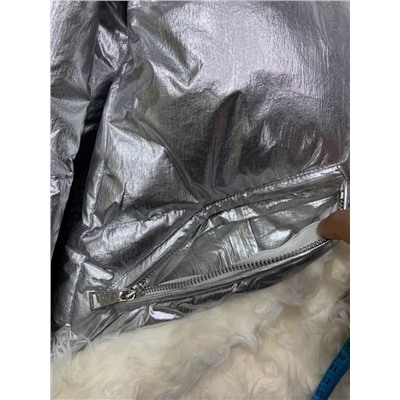 Комбинированный пуховик евро-зима А-силуэта из непродуваемой ткани- металлик с капюшоном в стиле Moncle*r. Последние 2 фото из отзывов