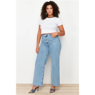 Trendyol Curve Açık Mavi Yüksek Bel Geniş Kesim Jeans TBBSS24CJ00028