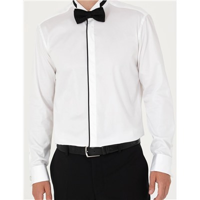 Beyaz Slim Fit Smokin Gömlek