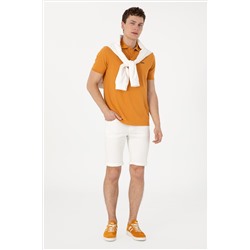 Erkek Regular Fit Polo Yaka Hardal Basic Tişört