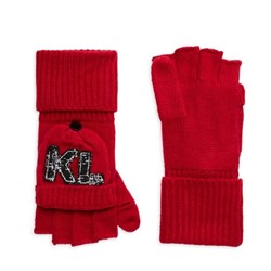 Karl Lagerfeld Paris Logo Knit Fip Top Mittens