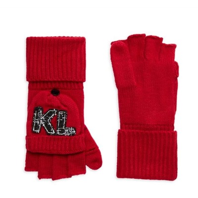 Karl Lagerfeld Paris Logo Knit Fip Top Mittens