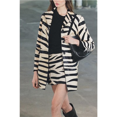 ANIMAL PRINT LEATHER COAT ZW COLLECTION