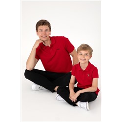 Erkek Regular Fit Polo Yaka Kırmızı Basic Tişört