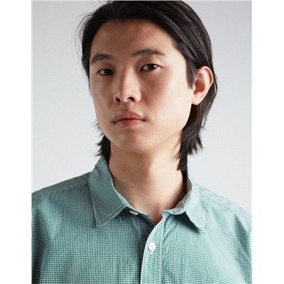 Vichy Short Sleeve Shirt, Men, Green