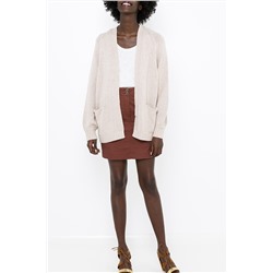 Cárdigan largo de algodón orgánico Beige jaspeado