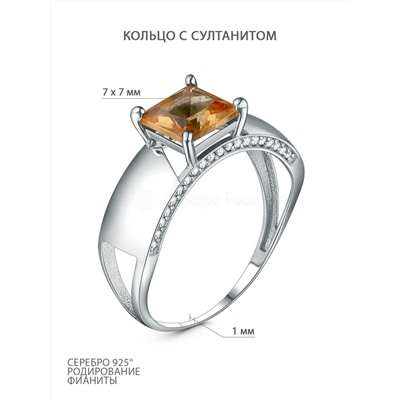 Серьги из серебра с султанит и фианитами родированные 2-3957-001