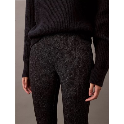 Ponte Herringbone Print Skinny Fit Pants