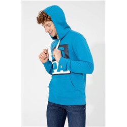 Erkek Kobalt Kapüşonlu Sweatshirt