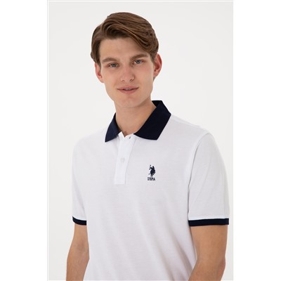 Erkek Regular Fit Polo Yaka Beyaz Basic Tişört