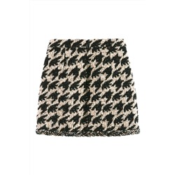Minifalda de lana de tiro alto Negro y marrón