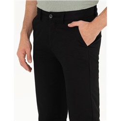 Siyah Regular Fit Kanvas Pantolon