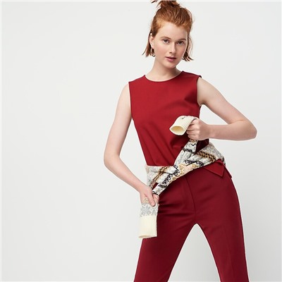 Jeweled button-back ponte top