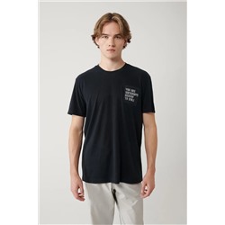 Avva, Erkek Antrasit Bisiklet Yaka Baskılı Soft Touch T-shirt A41y1136