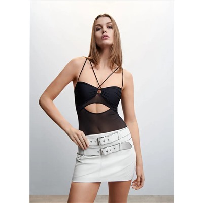 Falda piel hebillas -  Mujer | MANGO OUTLET Melilla