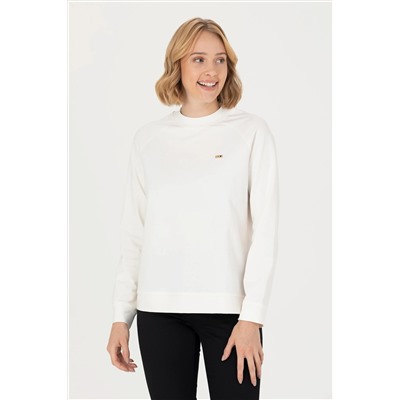 Kadın Ekru Bisiklet Yaka Sweatshirt