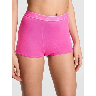Logo Cotton Shimmer High-Waist Boyshort Panty