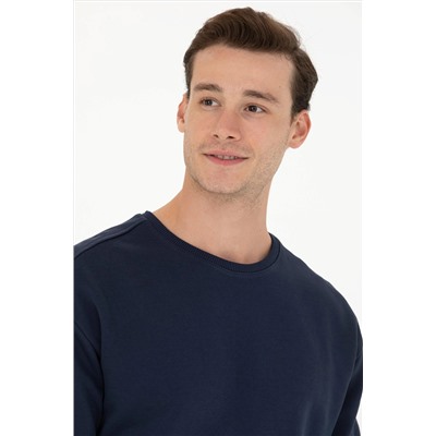 Erkek Lacivert Bisiklet Yaka Comfort Sweatshirt