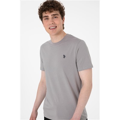 Erkek Regular Fit Bisiklet Yaka Koyu Gri Basic Tişört