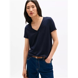 Relaxed Fit Drapey V-Neck T-Shirt