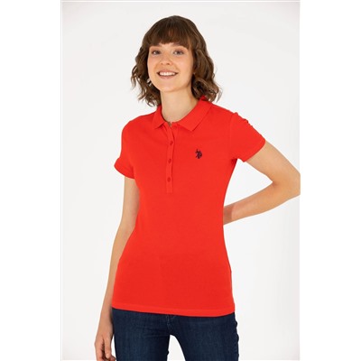Kadın Kırmızı Basic Polo Yaka Tişört