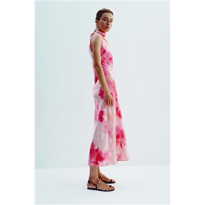 TIE-DYE SATIN MIDI DRESS