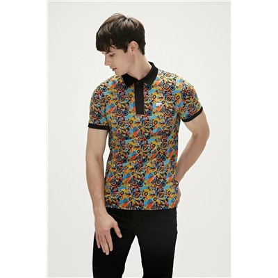 Bad Bear, Biface Polo Yakali Erkek Tshirt - Hardal Desenli