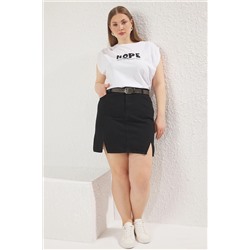 Siyah Çift Yırtmaçlı Denim Etek TBBSS23AZ00056