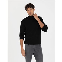 Siyah Slim Fit Basic Kazak