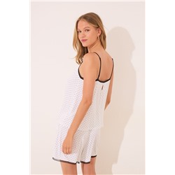 Pijama corto lunares blanco