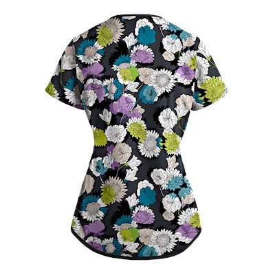 UA Beautiful Bloom Pewter Scrub Top