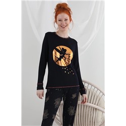 Sevim Lacivert Baskılı Pijama Takım SVM.13162