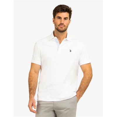 SOLID INTERLOCK POLO SHIRT WITH WOVEN TRIM