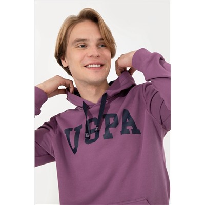 Erkek Menekşe Kapüşonlu Basic Sweatshirt