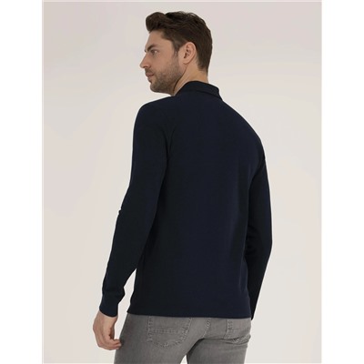 Lacivert Slim Fit Basic Sweatshirt