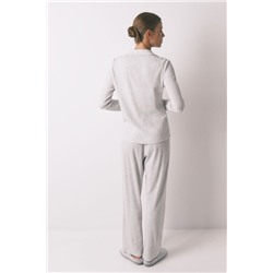 Pijama largo algodón canalé gris