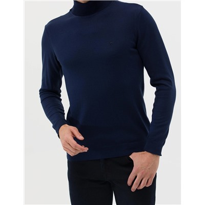 Açık Lacivert Slim Fit Balıkçı Yaka Basic Triko Kazak