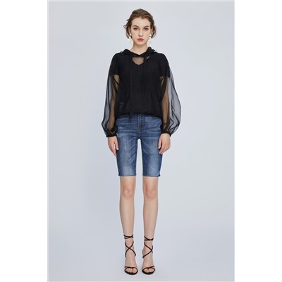 Blusa de seda Negro