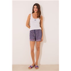 Pijama corto tirantes algodón gris claro