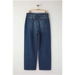 Mavi Yüksek Bel Geniş Paça Denim Büyük Beden Jeans TBBSS24CJ00028