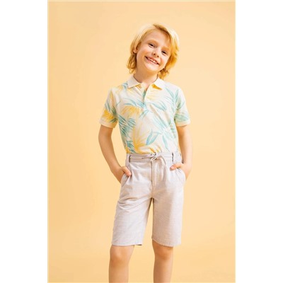 Erkek Çocuk Floral Desenli Kısa Kollu Polo Tişört