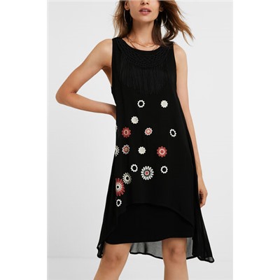 Vestido flecos sin mangas
