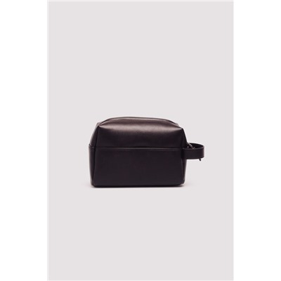 Neceser casual efecto piel marrón