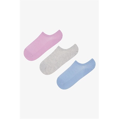 Penti, Colorful Rib 3lü Mavi Gri Sneaker Çorap