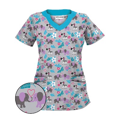 UA Jungle Love Silver Print Scrub Top