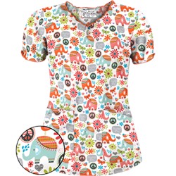 UA Beautiful Day Silver Print Scrub Top