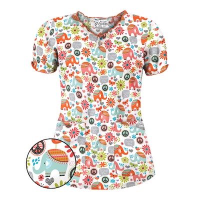 UA Beautiful Day Silver Print Scrub Top