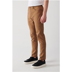 Kamel Armürlü Esnek 5 Cepli Slim Fit Dar Kesim Kanvas Pantolon