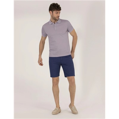 Lila Slim Fit Polo Yaka Merserize Tişört